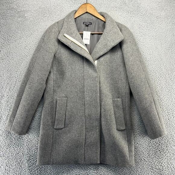 J Crew Jacket Women's 0 Gray Button Neck City Coat Wool Blend Zip Mercantile NEW - Picture 1 of 11
